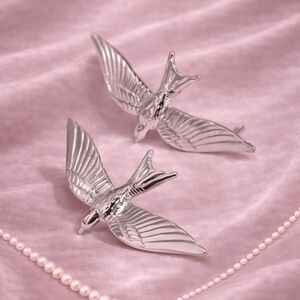 Vintage Swallow Wings Stainless Steel Earrings - Unique Statement Studs
